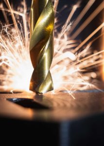 Drill creating sparks
